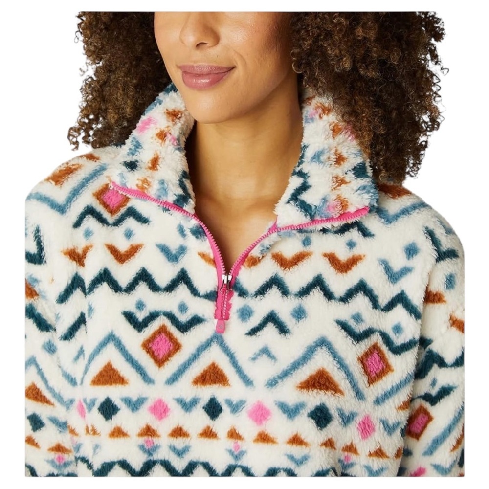 Eddie Bauer Aztec print quarter Zip Pullover fuzzy Fleece XLarge - Picture 7 of 15